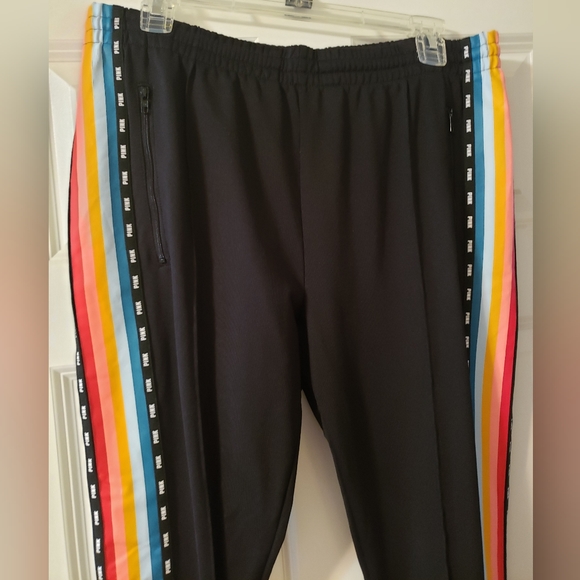 NWOT Victoria's Secret Pink Rainbow track pants size Large - Picture 1 of 5